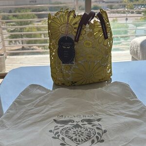 Brand new Yellow milagros Lace Tote Bag!
